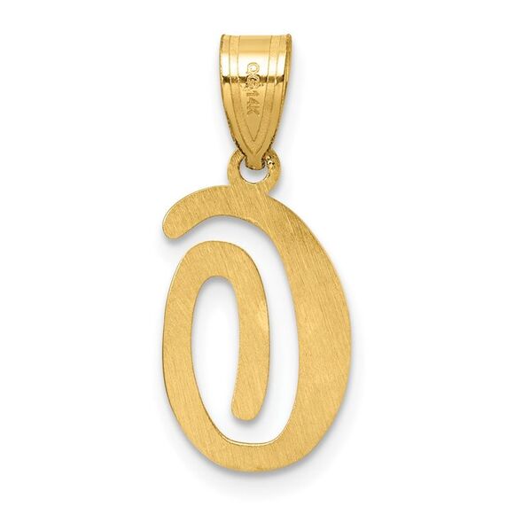Kazi Luxury 14k Yellow Gold Script Letter O Initial Pendant - Picture 3 of 4